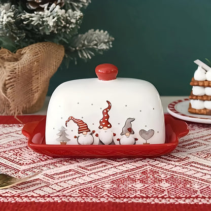 Christmas Ceramic Butter Dish – Reindeer & Santa Edition | Seasons Co.