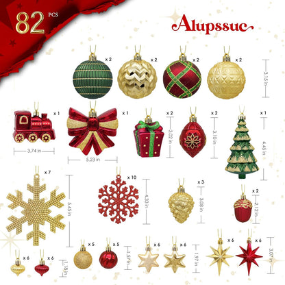 Full Christmas Ornament Set — 82-Piece Complete Tree Collection | Seasons Co.