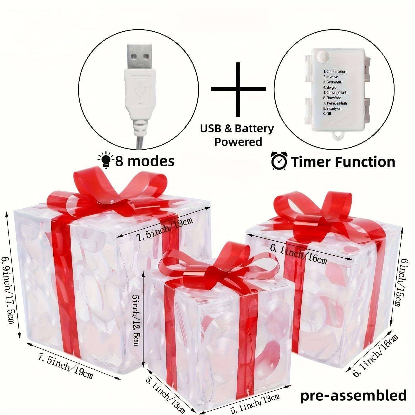 Ensemble de 3 boîtes cadeaux lumineuses — Édition Ruban Rouge | Seasons Co.