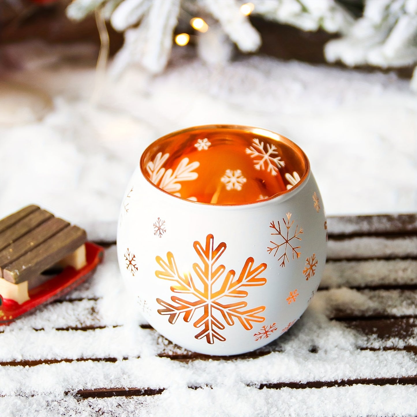 Snowflake Glass Candle Holders — Set of 2 | Seasons Co.