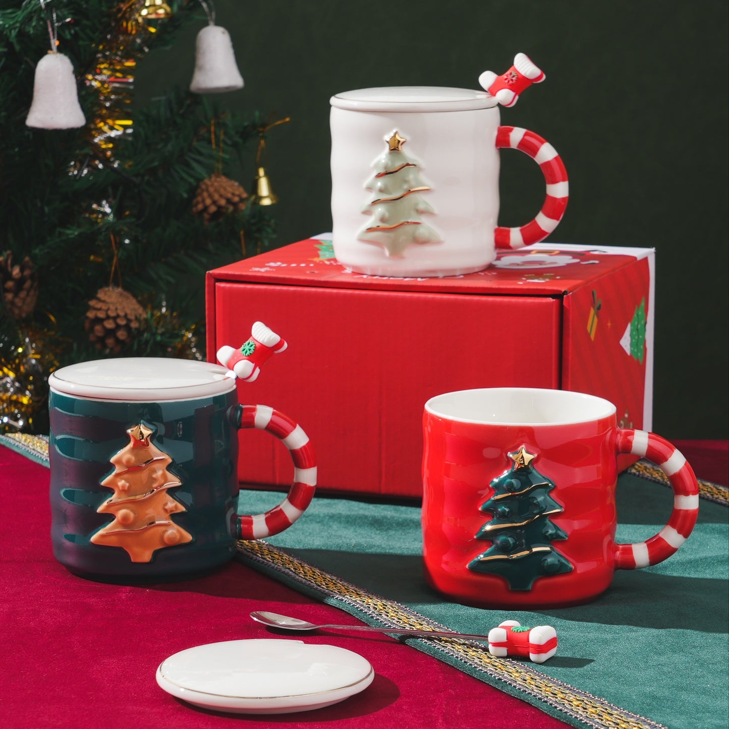 Festive Christmas Tree Ceramic Mug Set – Gift Box Edition | Seasons Co.