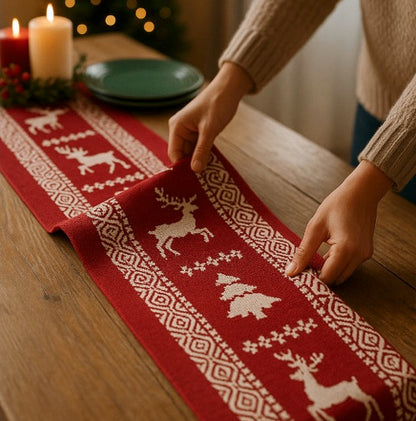 Chemin de table Flocons de neige de Noël – Jacquard Édition Hiver