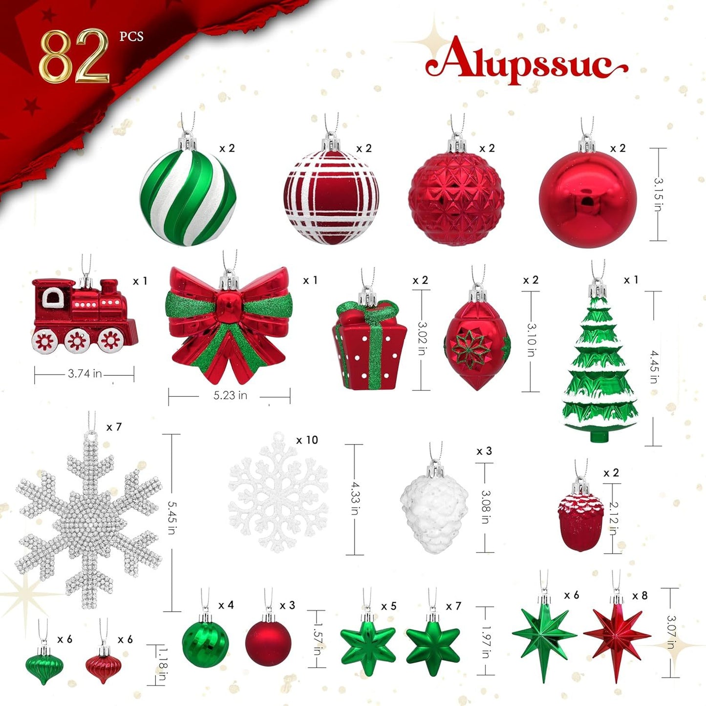 Full Christmas Ornament Set — 82-Piece Complete Tree Collection | Seasons Co.