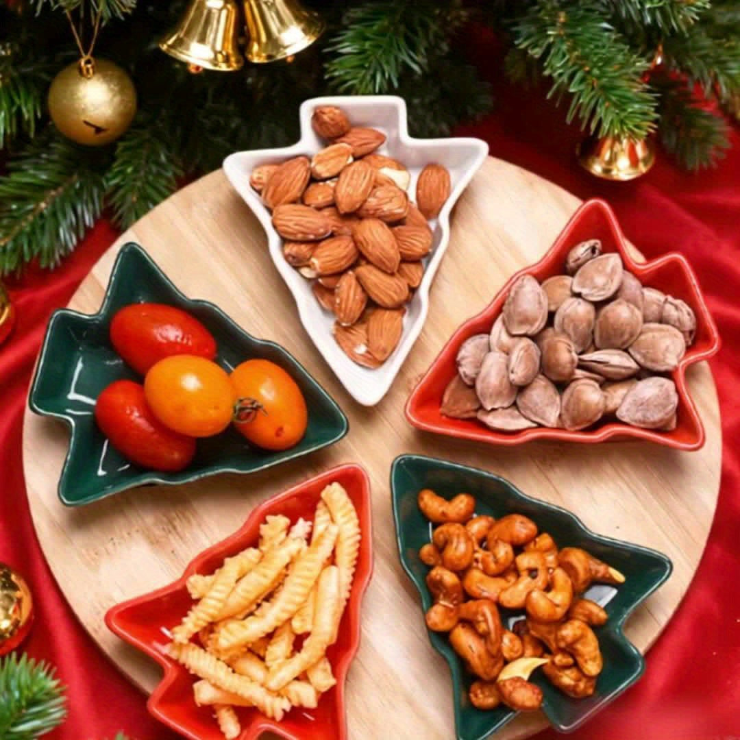 Christmas Tree Serving Plate Set – Rotating Ceramic Snack Tray | Seasons Co.
